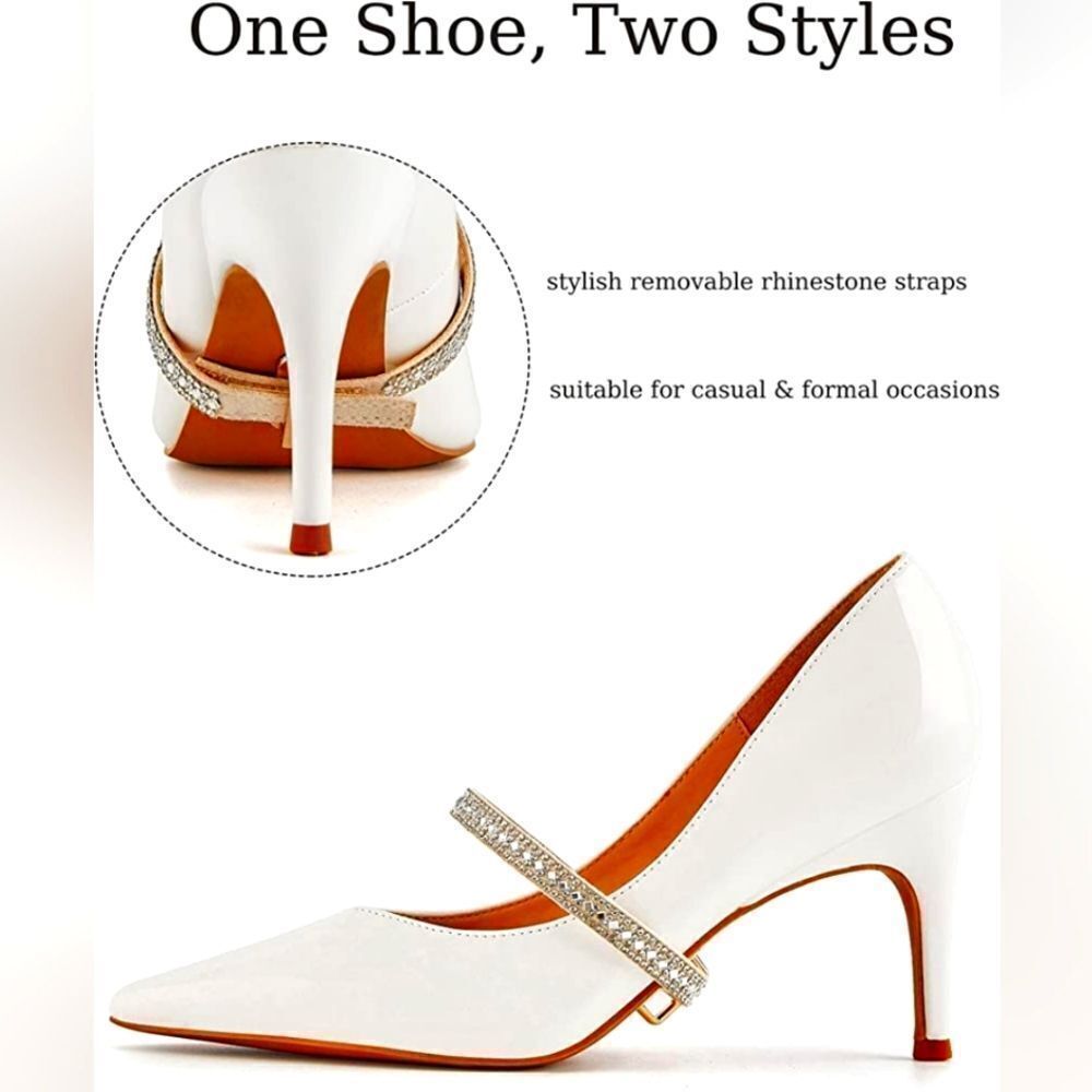 (75-3733) Coutgo Women's Removable Rhinestone Strap Pointed Toe Sz 6.5